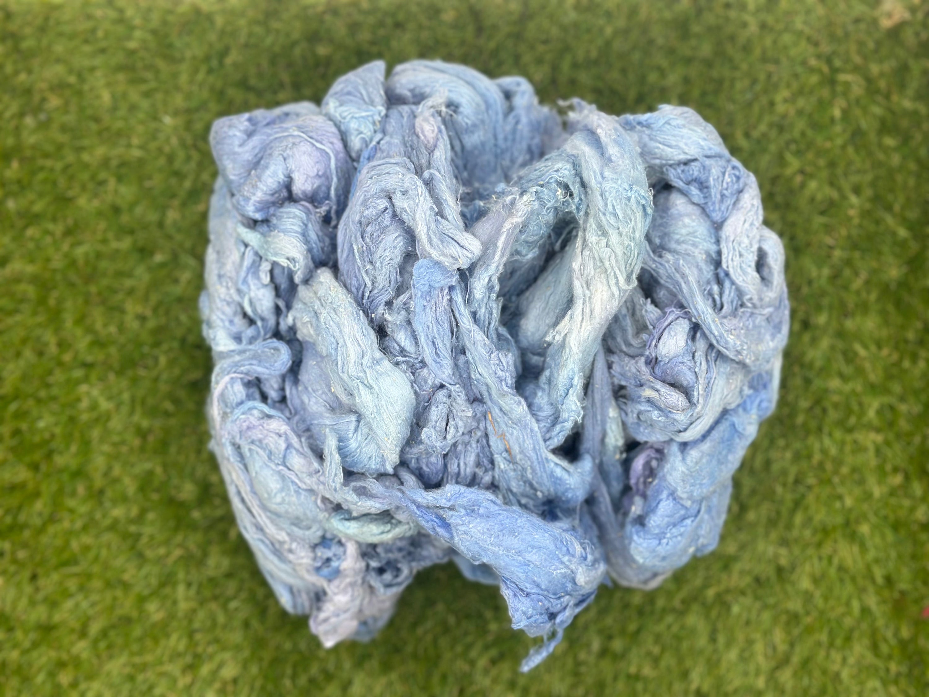 Light Blue A Grade Mulberry Silk Noil