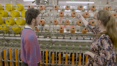 Lara & Isaac checking out the plying