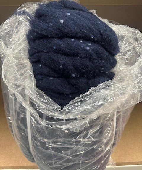 Carded Corriedale Sliver Midnight Blue Silk Nepp 5KG