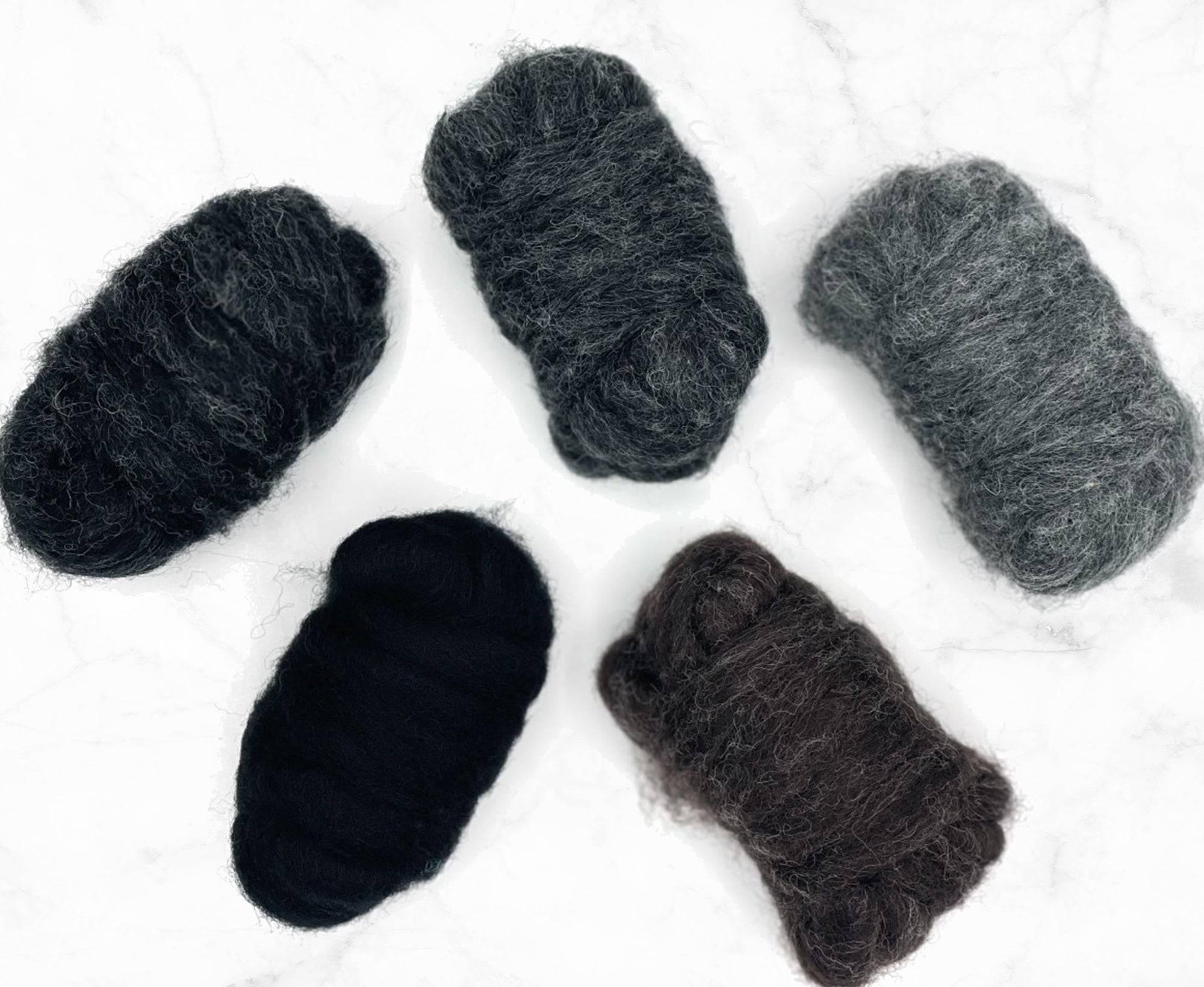 Dark Tones Carded Sliver Mixed Bag Carded Wool WoWkit