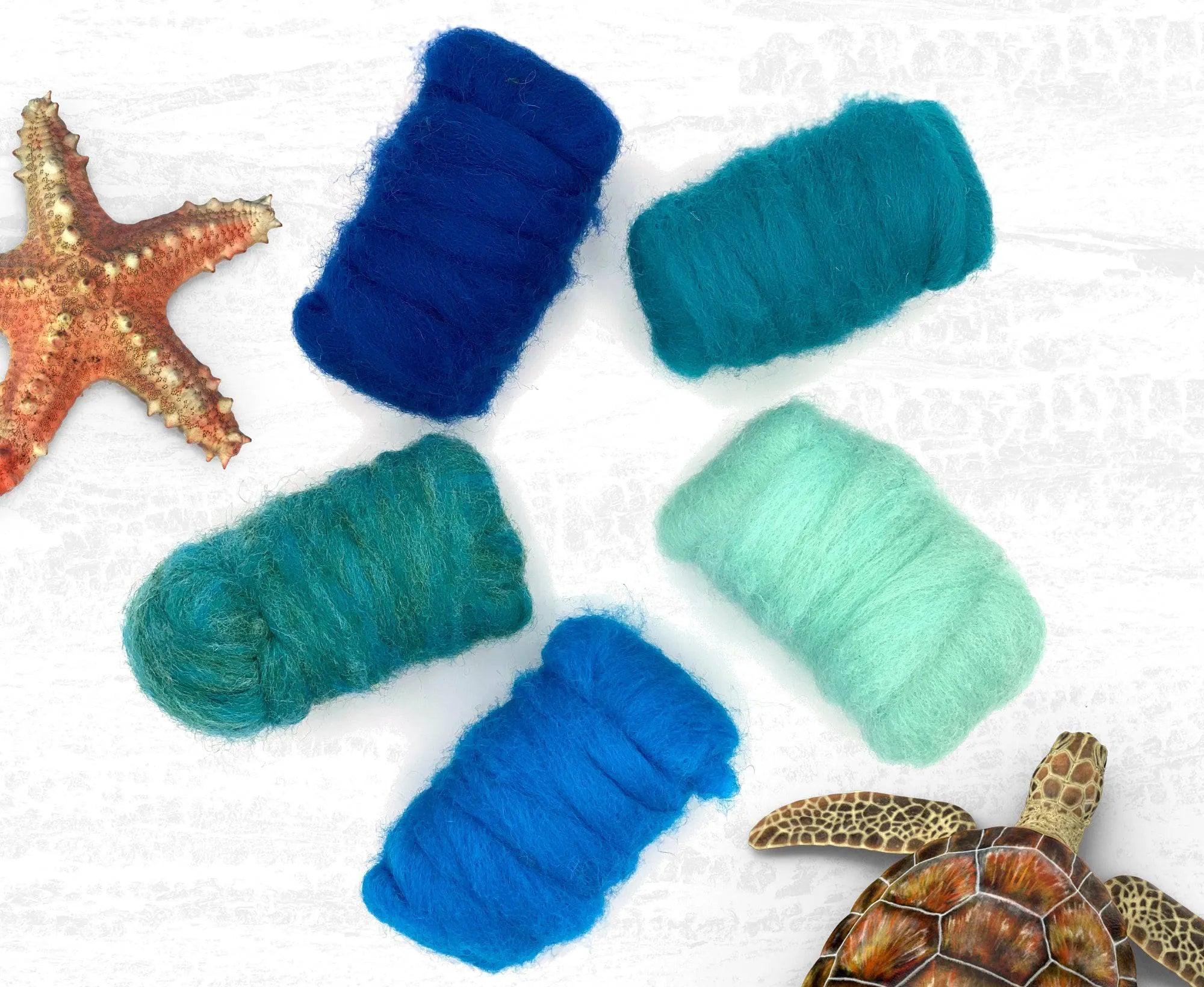 Marine Tones Carded Sliver Mixed Bag Carded Wool WoWkit