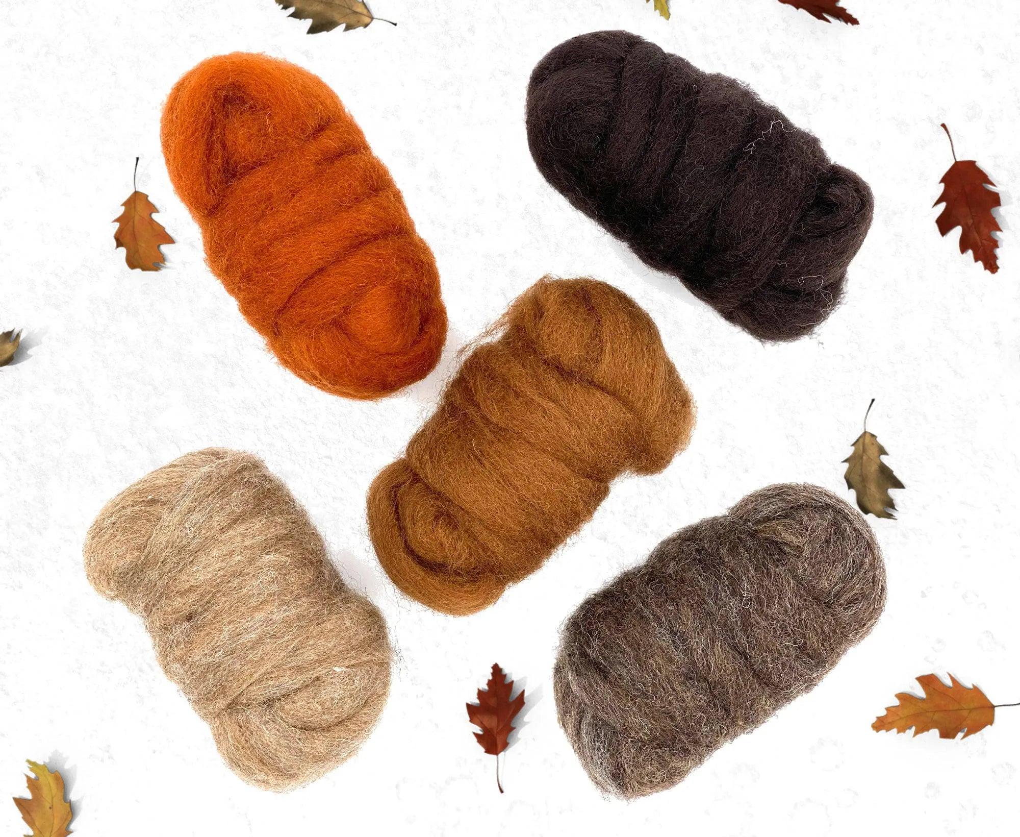 Tawny Tones Carded Sliver Mixed Bag Carded Wool WoWkit
